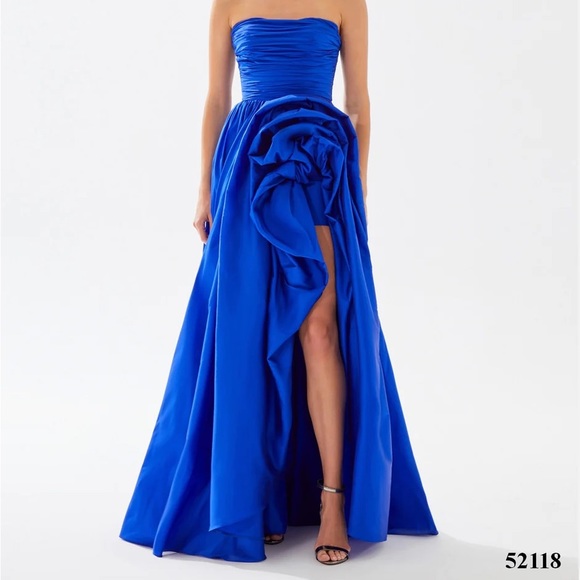Tarik Ediz Royal Blue Strapless Maxi Dress - Picture 2 of 5